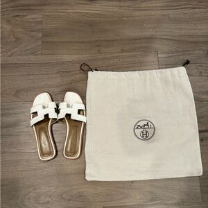 Hermes Oran Sandals - White